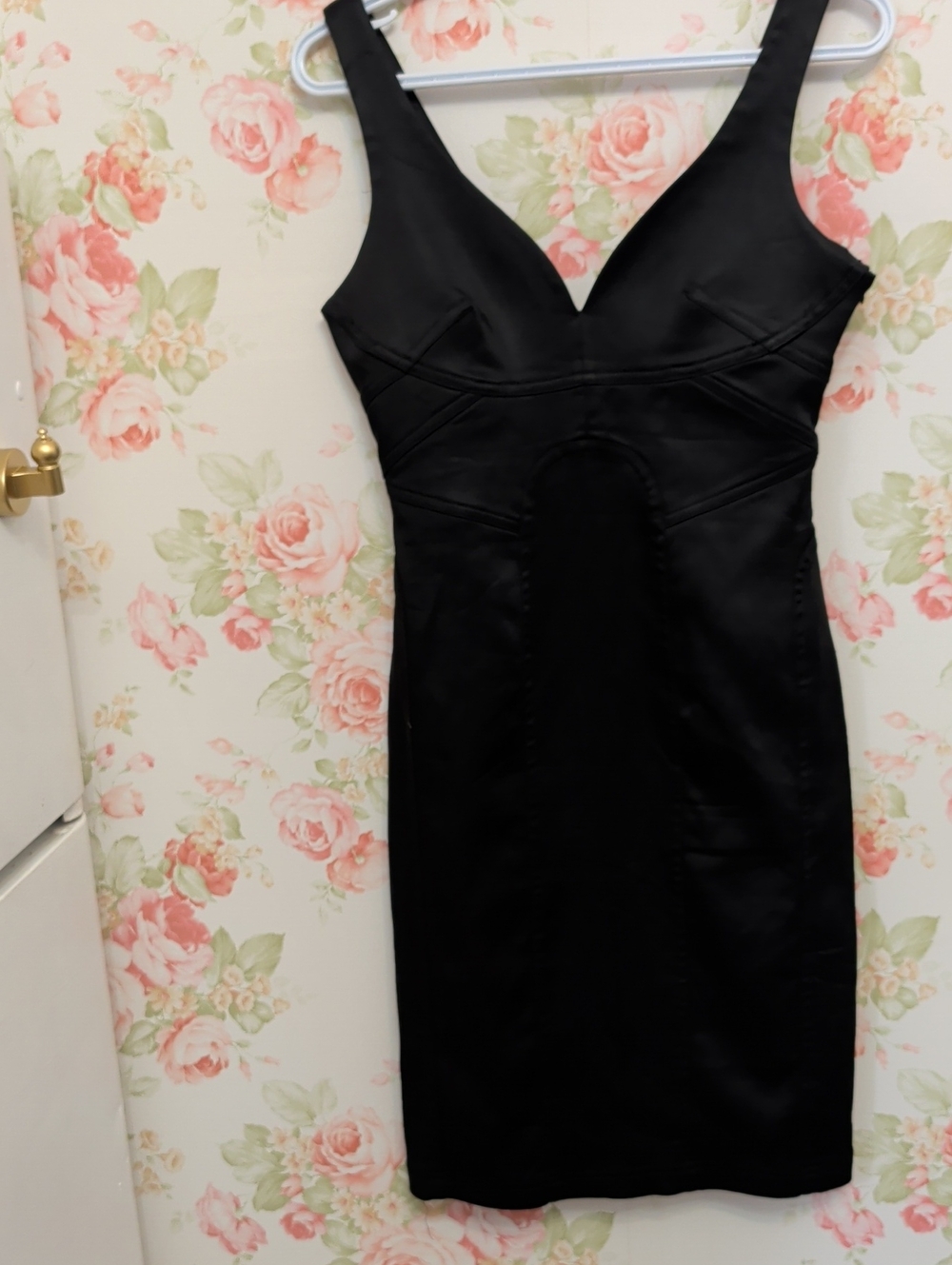 Marciano Black V-Neck Bodycon Mini Dress